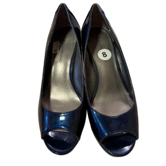 Bandolino Navy Patent Peep Toe Heels - 8 - Picture 2 of 4